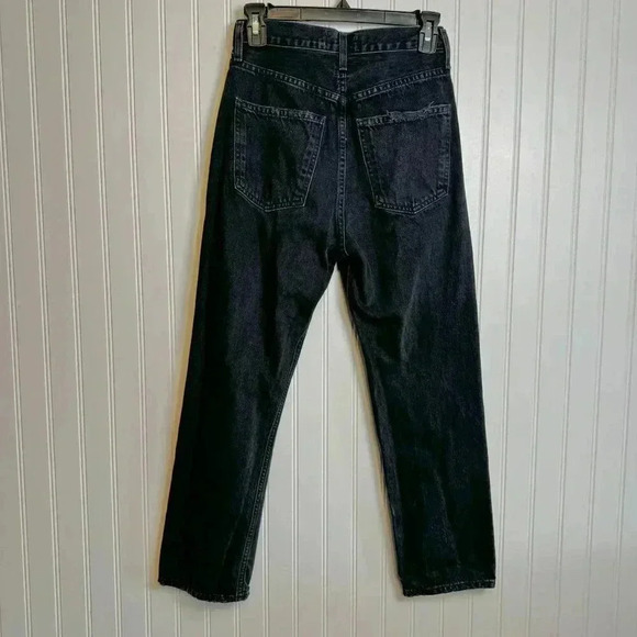 Agolde 90's Crop Black Distressed Jeans Button Fly 22” waist - Picture 4 of 6